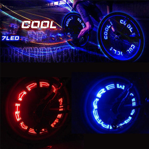 Waterproof Bike Wheel Lights Pattern Changing 7 LED Spoke Lamp for Bicycle