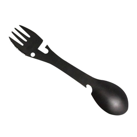 5 in 1 Multi-functional Outdoor Tools Stainless Steel Camping Survival EDC Kit Practical Fork Knife Spoon Bottle/Can Opener